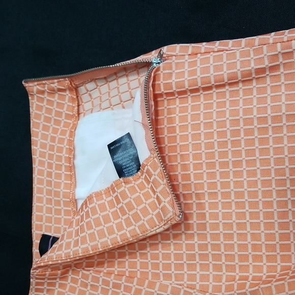 BeBop Pattern Orange White Zipper Shorts. 7 - Picture 5 of 12